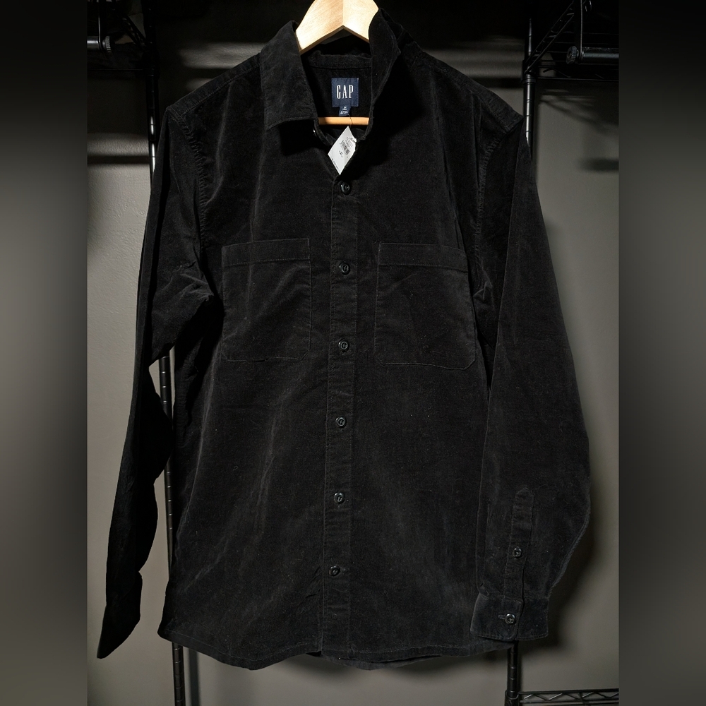 GAP Men's Black Casual Corduroy Shirt